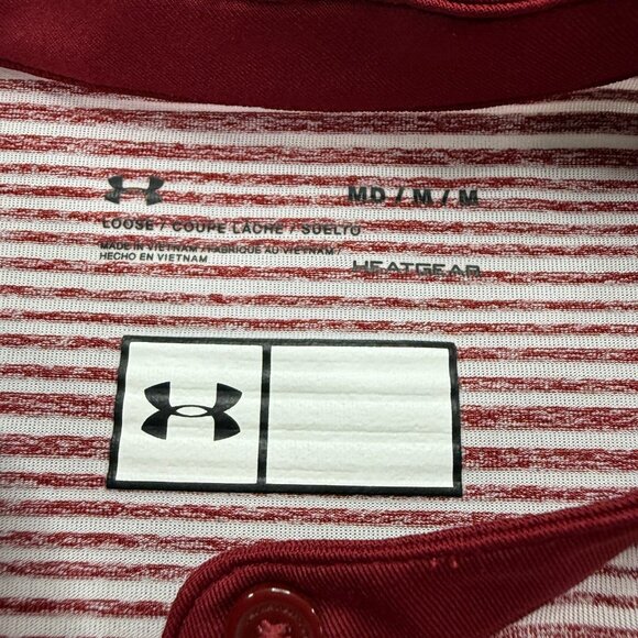 South Carolina Gamecocks Under Armour Women's M Polo Shirt Red Striped Blade - Picture 5 of 13